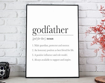 Godfather Definition Print Printable DIGITAL ART Godfather Gift For Godfather Baptism Gift Christening Gift Digital Download