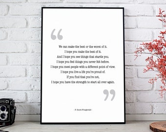 F Scott Fitzgerald Quote, Inspirational Print, Quote Art For Kid's Room, Classroom Poster, Inspirational Teacher Gift *INSTANT DOWNLOAD*