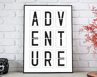 Adventure Awaits Printable, Adventure Print, Travel Poster, Explorer Wall Art, Adventure Decor, Explore Sign, Digital Download