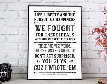 Hamilton Gifts, Thomas Jefferson Hamilton, Hamilton Print, Hamilton Poster, Hamilton Quote