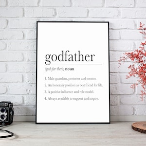 Godfather Definition Print Printable DIGITAL ART Godfather Gift For Godfather Baptism Gift Christening Gift Digital Download