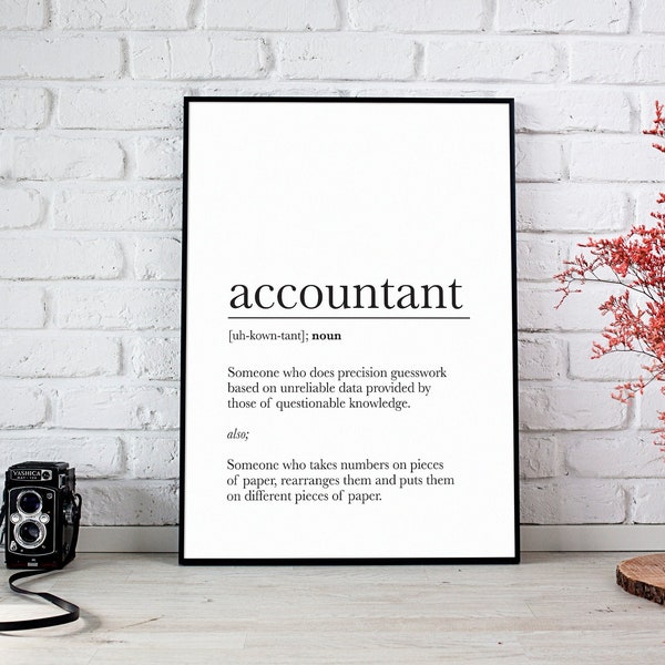 Funny Accountant Definition Print Printable, Accountant Gift, Digital Download Gift, Coworker Gift, New Job Gift For Him Her