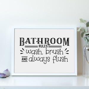 Bathroom Rules, Bathroom Decor, Bathroom Sign, Wash Your Hands, Washroom Poster, Printable Wall Art, Toilet Sign, Bathroom Prints