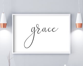 Bible Verse Prints, Grace Printable Art, Printable Wall Art, Grace Sign, Scripture Decor, Christian Wall Art *INSTANT DOWNLOAD*