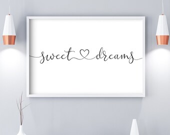 Arte sobre la cama Dulces sueños, Dulces sueños, Arte sobre la cama, Decoración del dormitorio, Impresiones de dormitorio, Impresión de dulces sueños, Arte de pared de dulces sueños