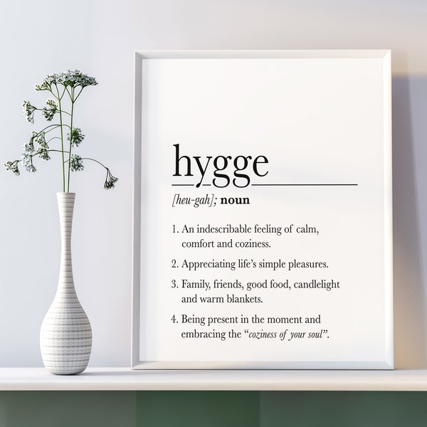 Hygge Poster, Hygge Christmas Gift, Hygge Definition, Scandi Poster, Hygge Wall Art Sign *INSTANT DOWNLOAD*