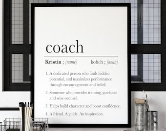 Personalized Coach Gift, Teacher Appreciation Certificate, Retirement Gift, Thank You Coach, Gift for Boss, Gym Poster