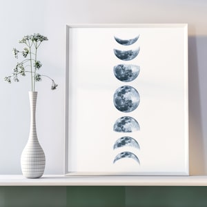 Moon Phase Poster, Crescent Moon Print, Lunar Wall Art Printable *INSTANT DOWNLOAD*