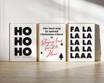 Christmas Prints Set: Minimalist Typography Wall Art (Digital Download)