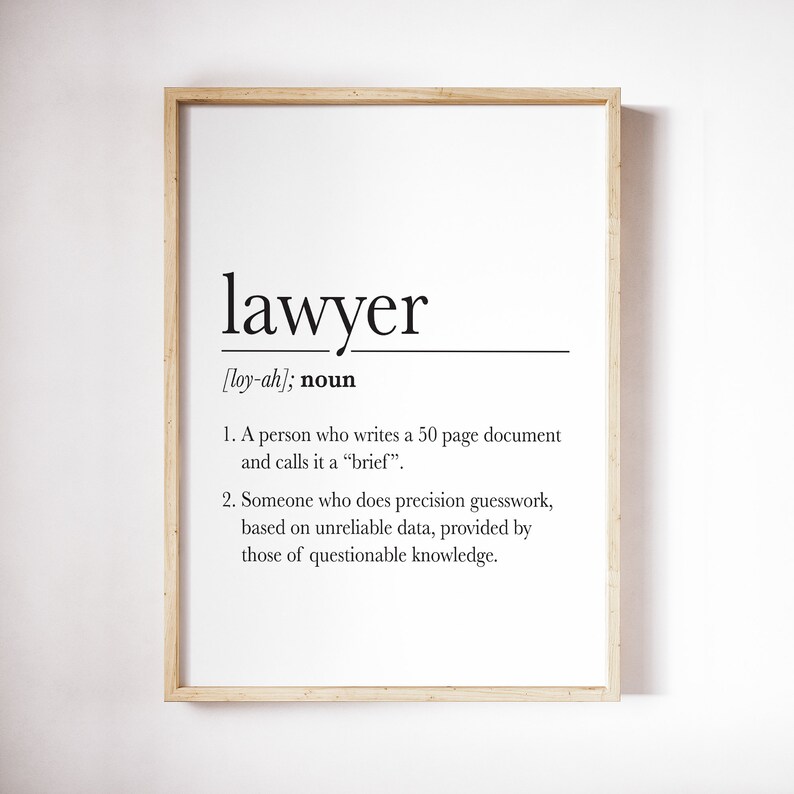 Funny Lawyer Definition Print Printable, Lawyer Gift, Lawyer Quote