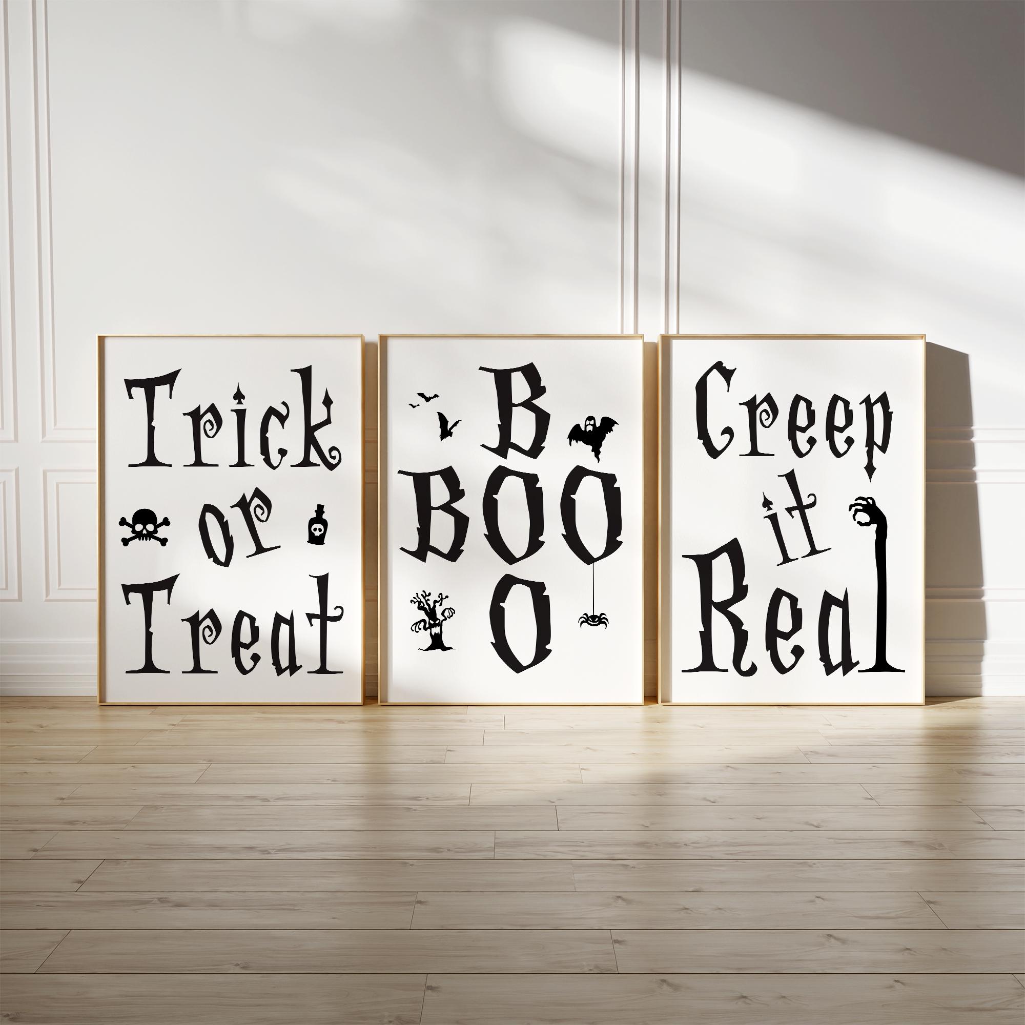 Buy Halloween Art Prints Set: Spooky Black & White Decor (digital