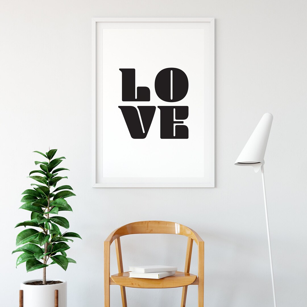 Love Printable Wall Art, L O V E Classic Love Word Typography Bedroom ...