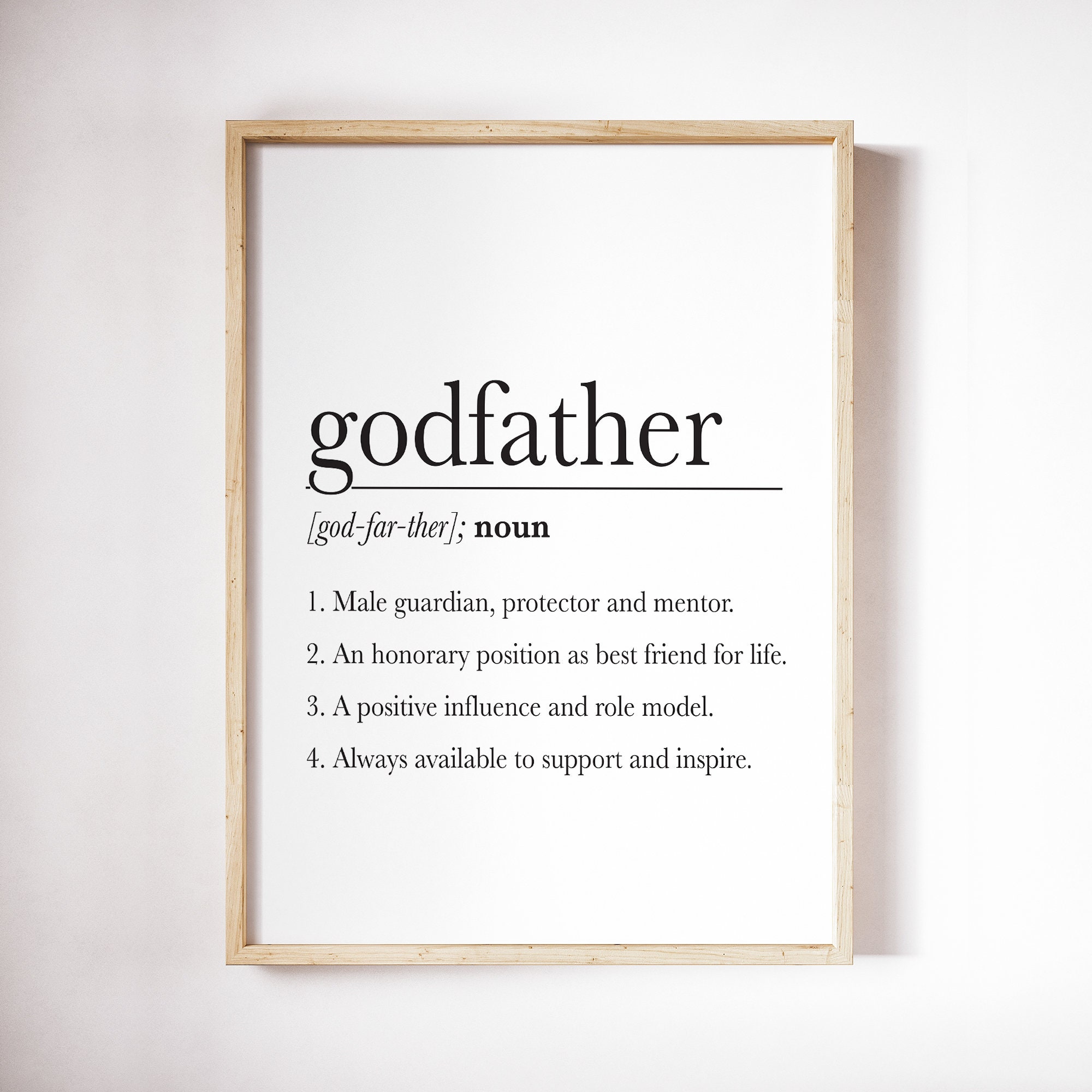 Godfather Definition Print Printable DIGITAL ART Godfather Gift for