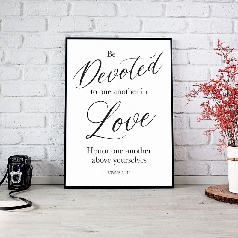 Romans 12:10, Wedding Sign Wall Decor, Be Devoted to One Another in ...