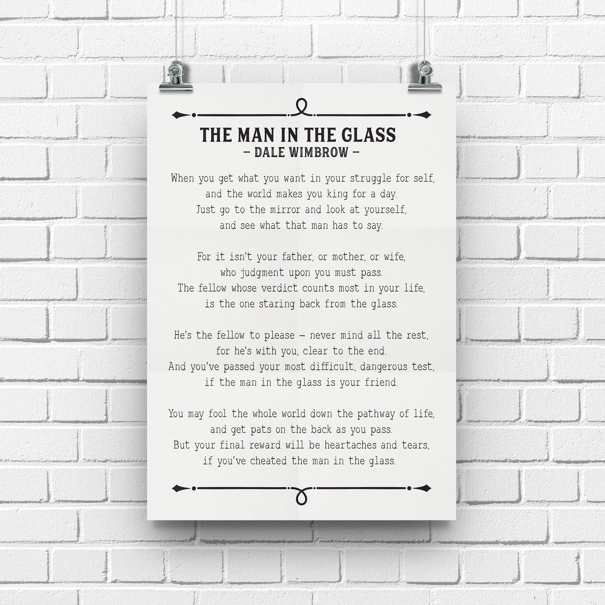 The Man In The Glass Poem Print Guy In The Glass Dale Etsy