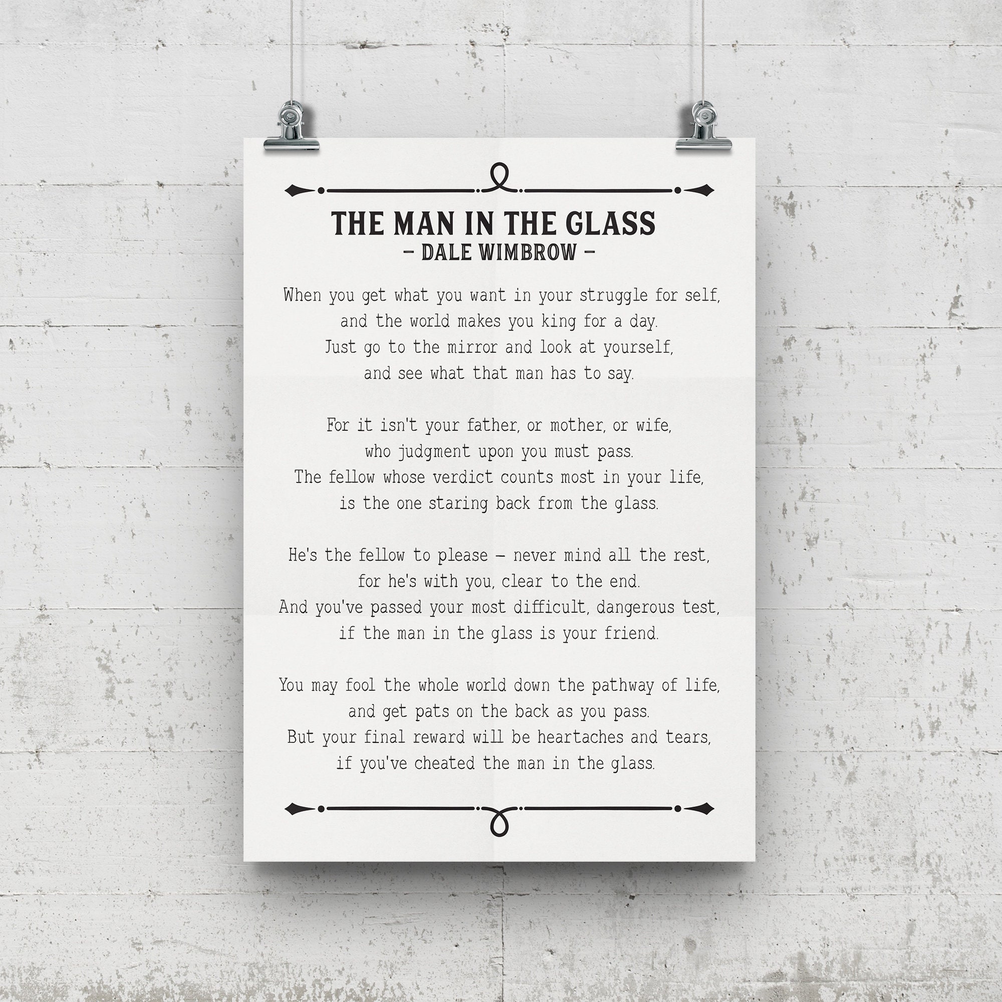 The Man in the Glass Poem Print Guy in the Glass Dale Etsy