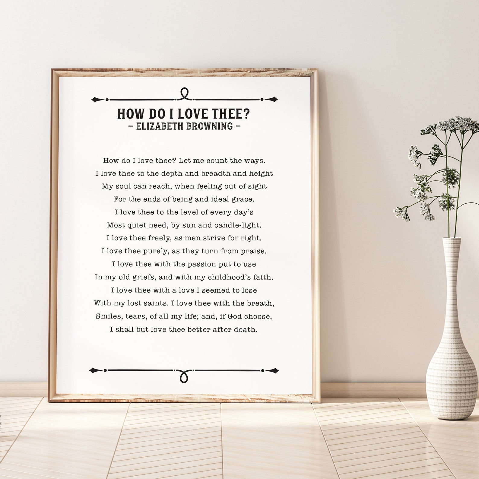 How Do I Love Thee, Poem Print, Elizabeth Browning, Poetry Lover Gift