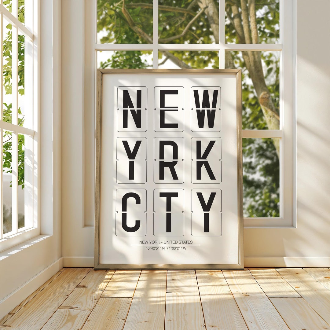 New York City Poster, New York Print, NYC Name, Map Coordinates
