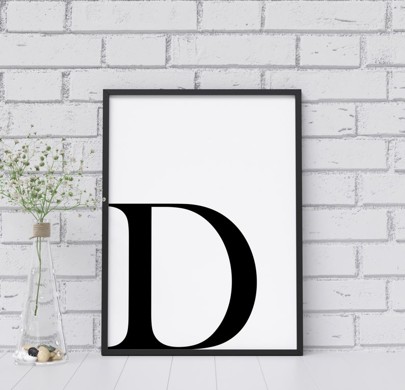 Letter D Printable Initial Wall Decor B&W Typography - Etsy Australia