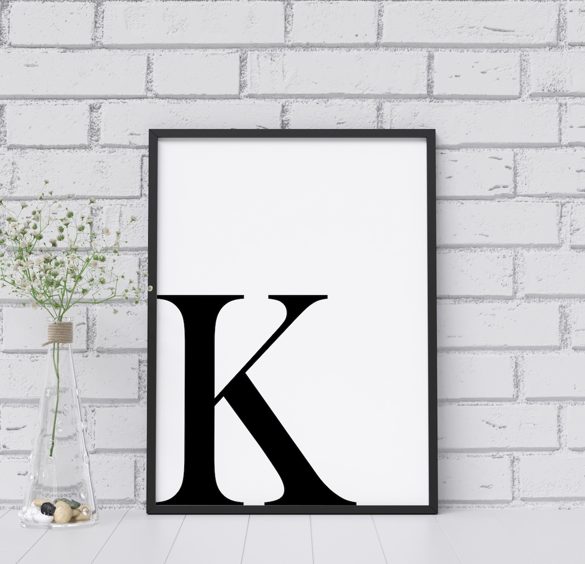 Letter K Printable Initial Wall Decor B&W Typography Etsy