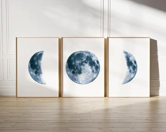 Moon Phases Print Set: Minimalist Celestial Wall Art (Digital Download)
