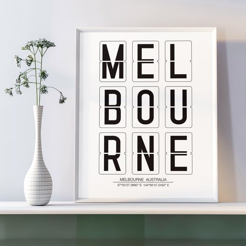 Melbourne Australia Print, Melbourne Coordinates, Australia Poster, Printable Wall Art, City Name Map Coordinates INSTANT DOWNLOAD image 3