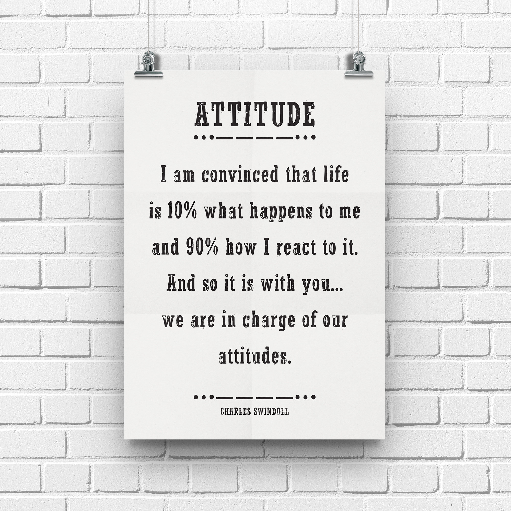 Charles Swindoll Attitude Quote Art Print, Inspirational Poster ...