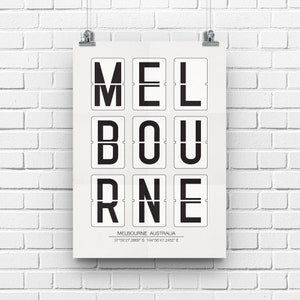 Melbourne Australia Print, Melbourne Coordinates, Australia Poster, Printable Wall Art, City Name Map Coordinates INSTANT DOWNLOAD image 2
