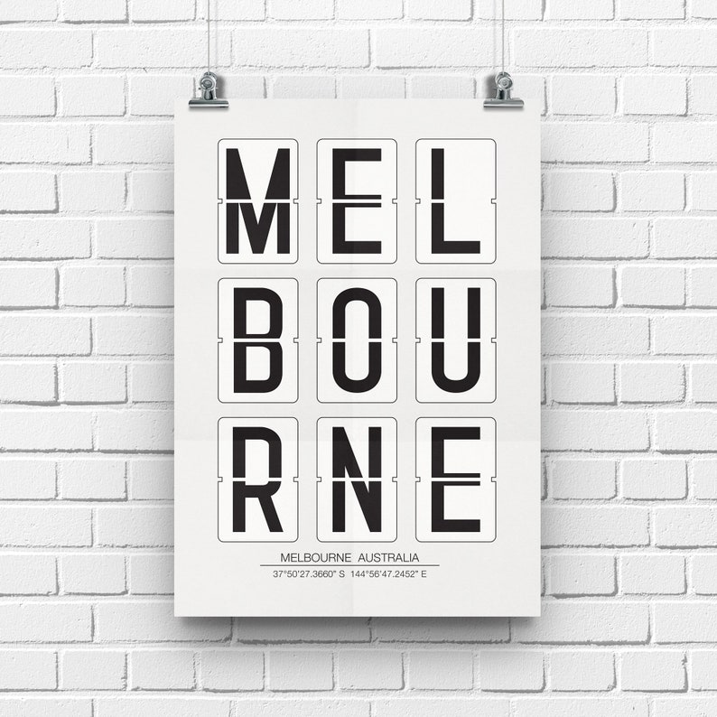 Melbourne Australia Print, Melbourne Coordinates, Australia Poster, Printable Wall Art, City Name Map Coordinates INSTANT DOWNLOAD image 2