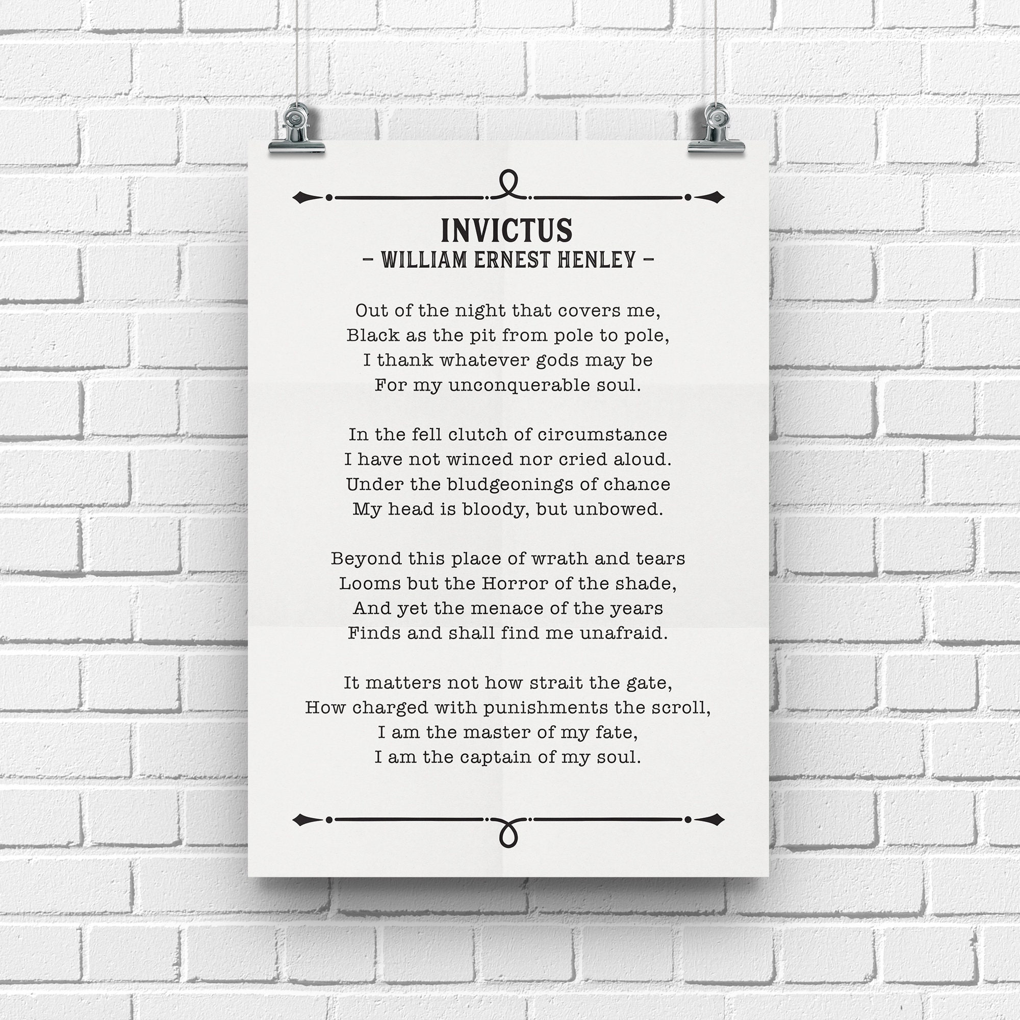 Invictus Copyable Invictus Poem Poster Poem Print William Ernest Henley - Etsy