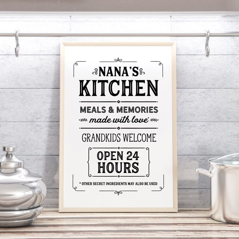Nana's Kitchen Sign, Best Nana, Vintage Kitchen Sign, Grandmother Gift
