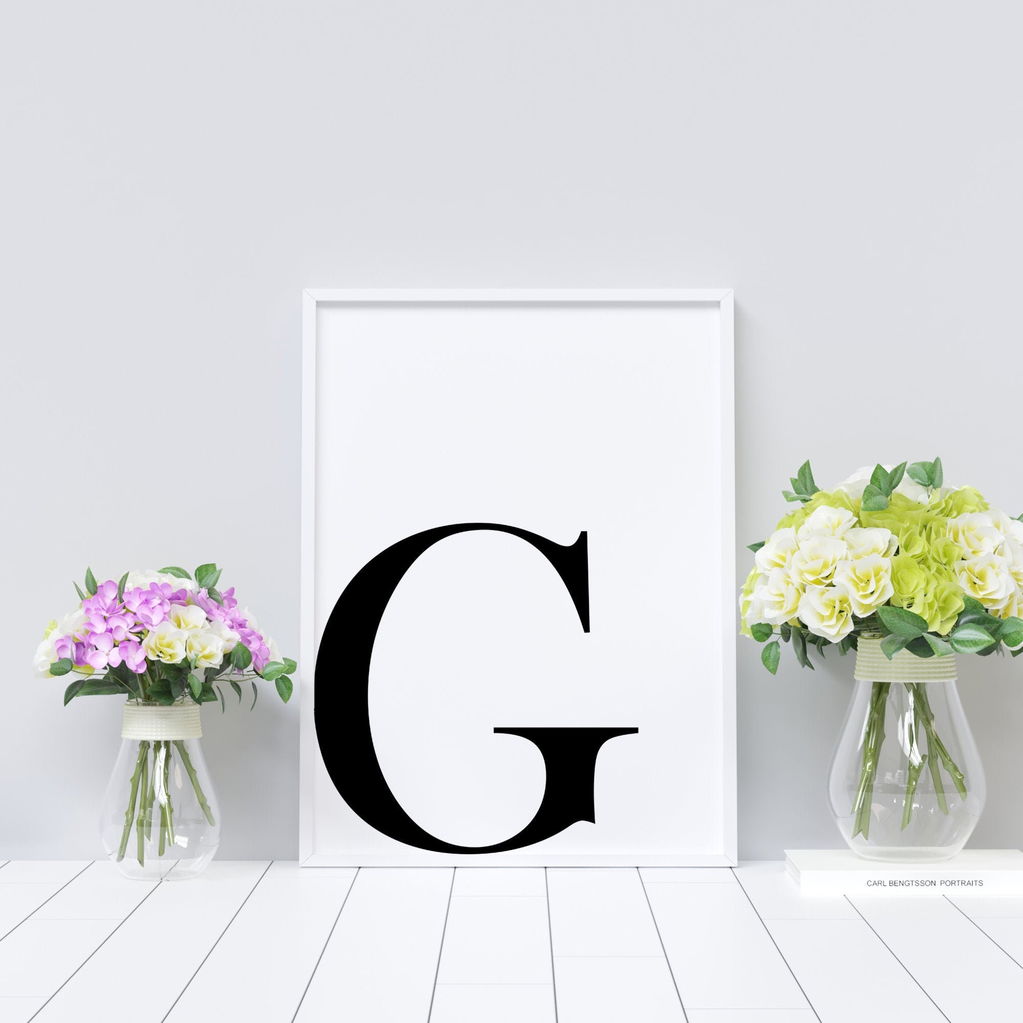 Letter G Printable Initial Wall Decor B&W Typography Etsy UK