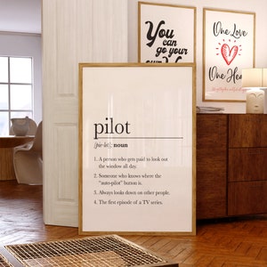 Pilot Gifts, Aviation Gifts, Aviation Decor, Funny Pilot Definition Print, Digital Download Gift, Pilot Gift For Pilot Poster image 2