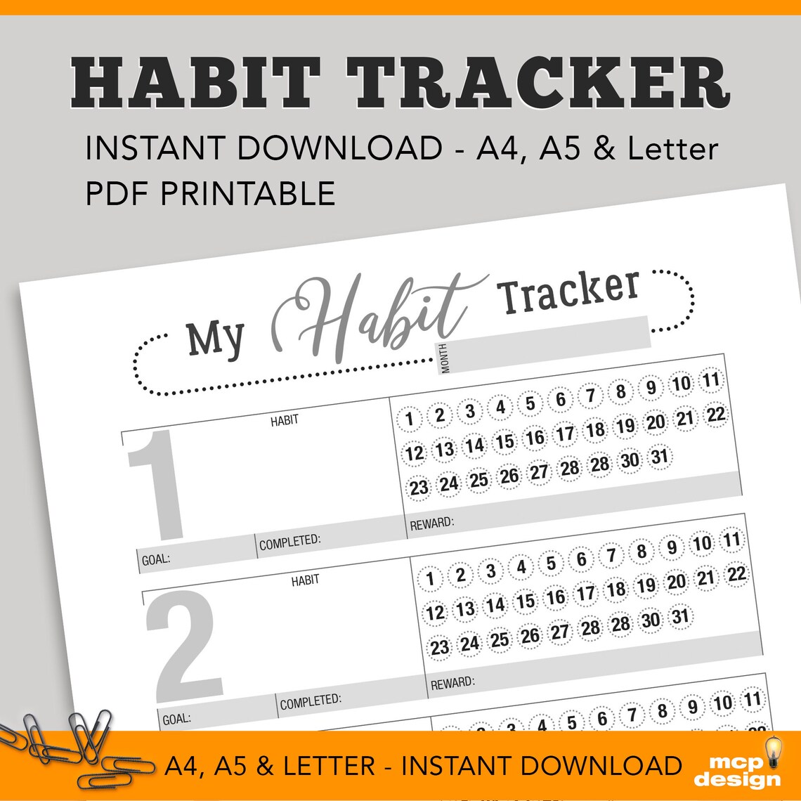 Habit Tracker Habit Tracker Printable Habit Tracker Insert Etsy Australia