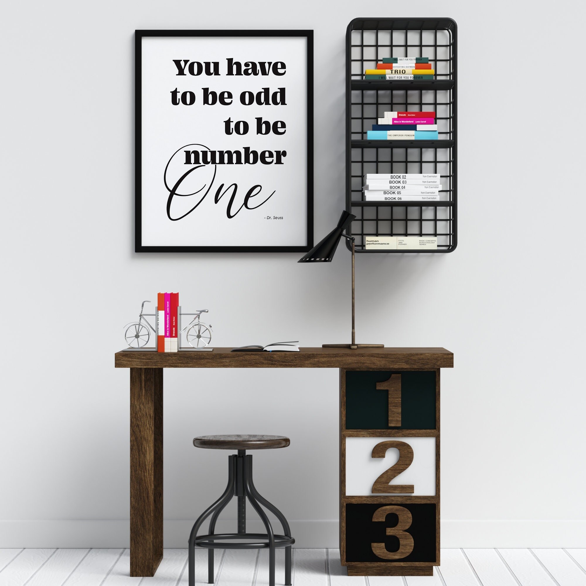 You Have to Be Odd to Be Number One, Dr Seuss Quote Print Wall Decor, Classroom Poster, Dorm Room Decor, Artist Author Printable Wall Art