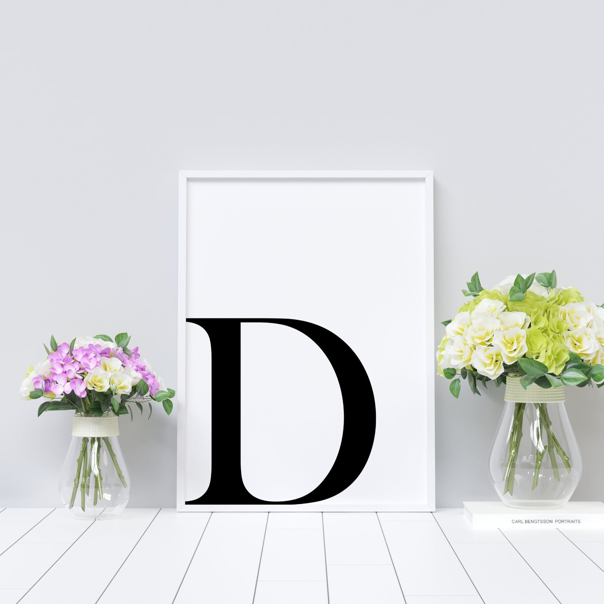 Letter D Printable Initial Wall Decor B&W Typography - Etsy Australia