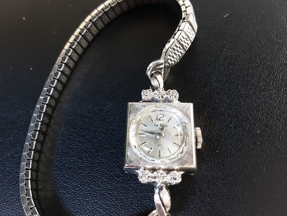 Vintage Hamilton Ladies 14K White Gold Wrist Watch - image 1