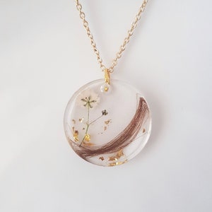 Resin-Hair Pendant Necklace