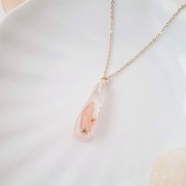 Transparent Rose Petal Crystal Necklace, gold / rosé