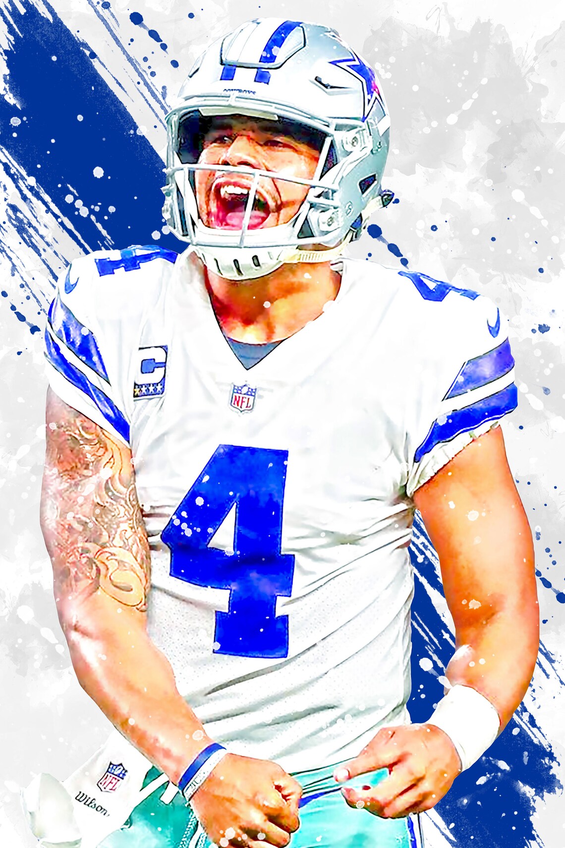 Dak Prescott Dallas Cowboys Poster Print Sports Art Football Etsy
