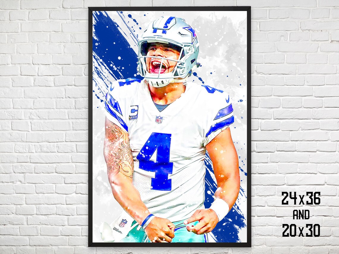 Dak Prescott Dallas Cowboys Poster Print Sports Art Football Etsy