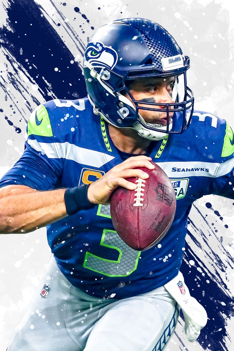 Russell Wilson Seattle Seahawks Poster Print Sports Art | Etsy