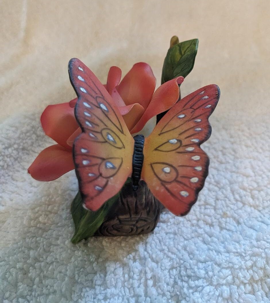Vintage Flower and Butterfly Figurine Etsy
