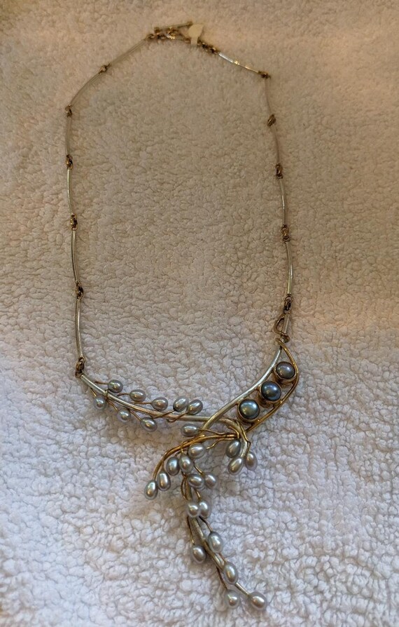 Vintage Gray Freshwater Pearl Necklace - image 2