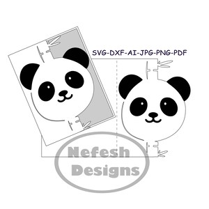 Cartão PANDA BEAR SVG com corte a laser Cartão Lareyed Urso Chá de bebê Urso Panda Svg Cartão Panda para arquivos de corte Cricut Arquivos digitais Dxf Svg