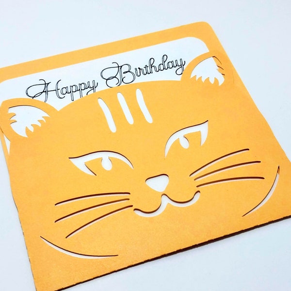 CAT CARD SVG Cat Birthday Card Svg Laser Cut Template Cricut Svg Cat Lover Template for Cricut  Svg Cat Greeting Card Svg Digital Files