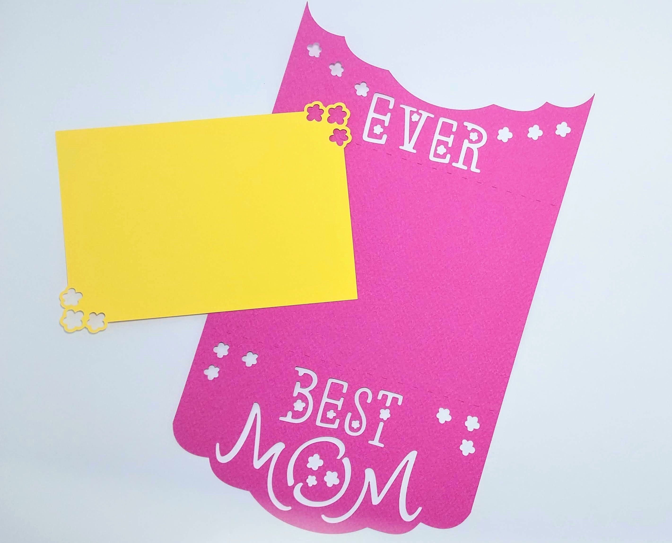 BEST MOM EVER Card Svg Laser Cut Template Cricut Svg Happy Etsy