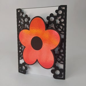 FLOWER SVG File Template Gate Fold Card Layered - ladybug birthday- flower card invitation - fichiers de découpe numérique ou laser dxf ai jpg png