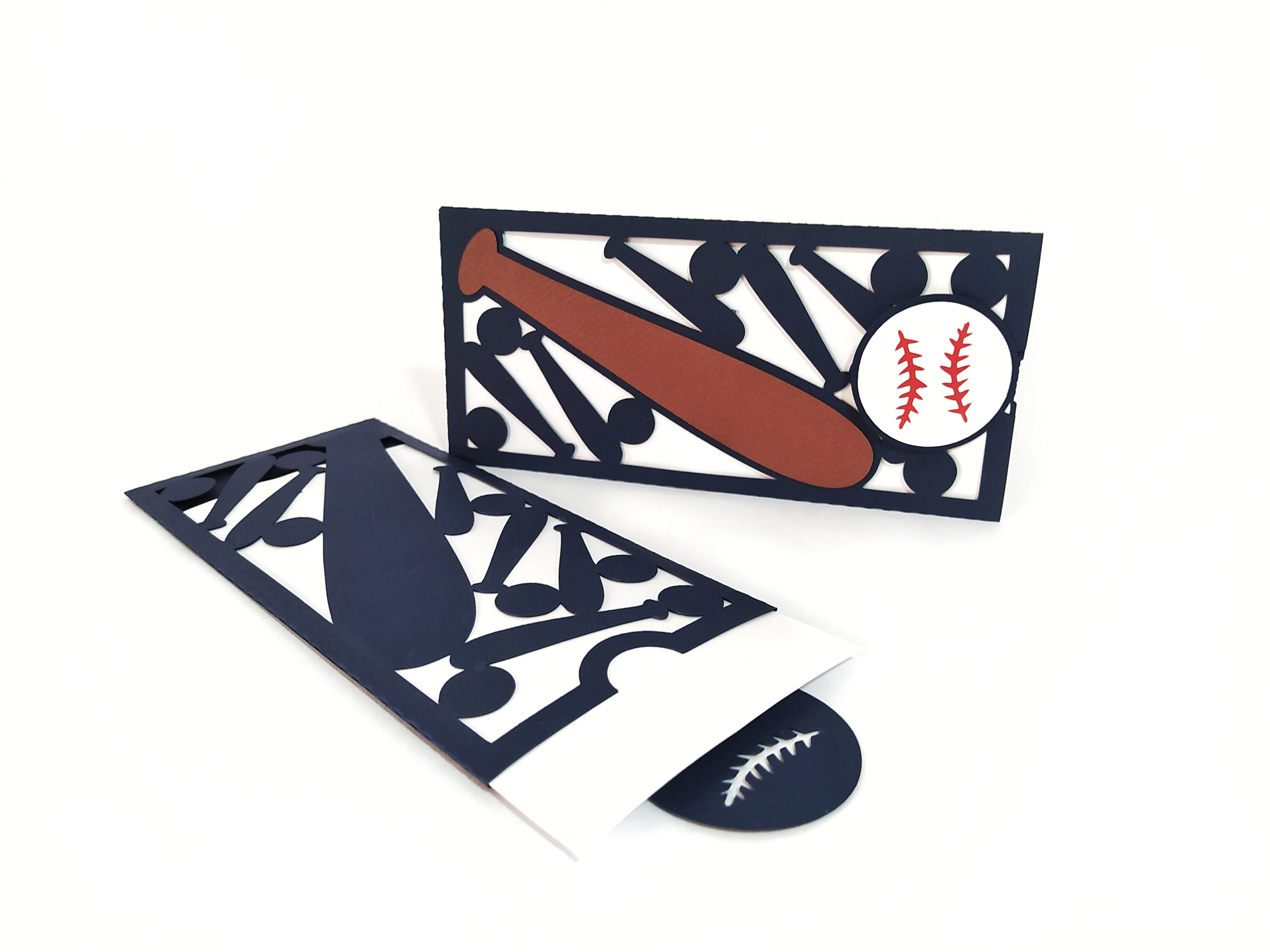 2 BASEBALL ENVELOPES SVG Laser Cut Files Baseball Birthday Invitation