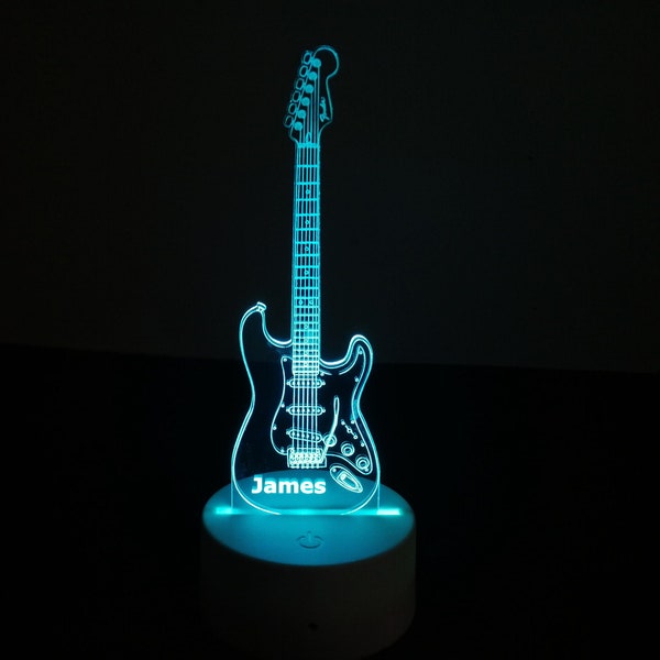 Personalised Guitar Night Light | Fender Stratocaster | LED light | Boys bedroom | Girls bedroom | Night light for kids | Guitar light |